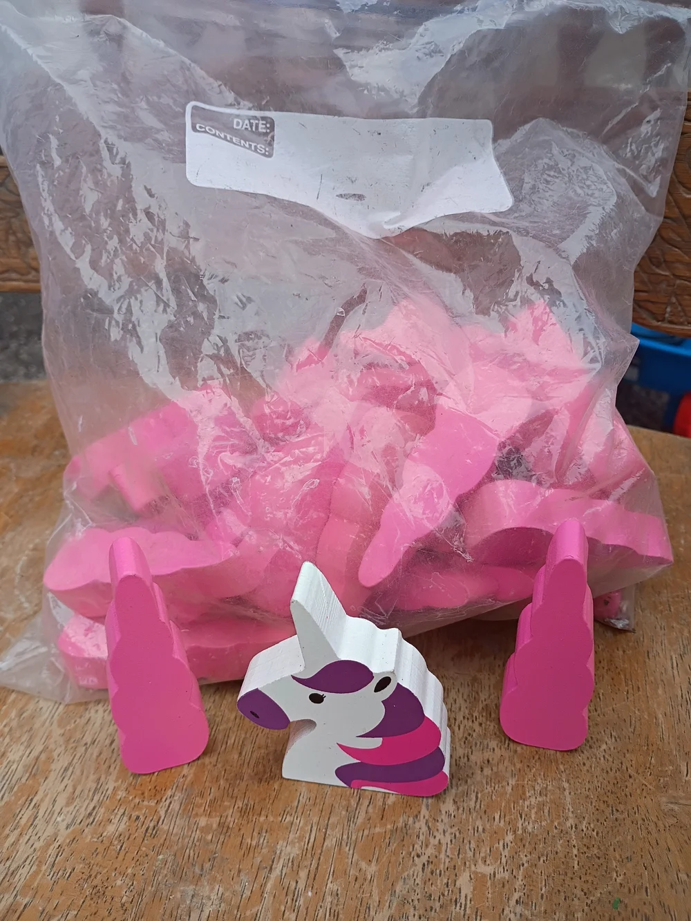 Pink Unicorn Wooden Party Cupcake Toppers- Home Party Supplies